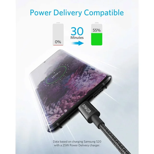 کابل تبدیل USB-C به USB-C انکر مدل Nylon A8752 طول یک متر 102968150